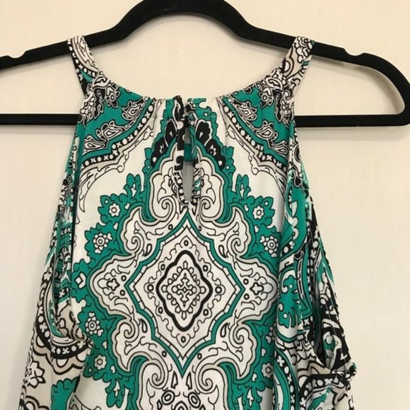 INC International Concepts Green black white Paisley Maxi keyhole Dress sz 1X - Picture 6 of 8